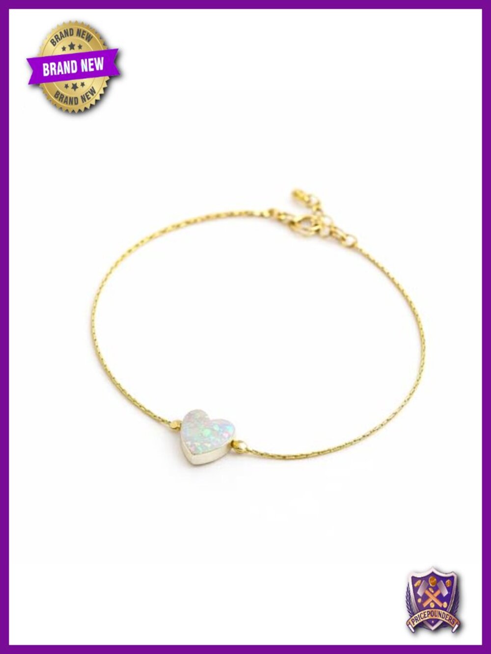 Opal Heart Charm Bracelet Gold Filled Sterling Silver Handmade Dainty Adjustable